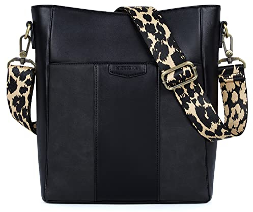 Missnine Damen Umhängetasche aus Veganem Leder Modische Mittelgroße Eimertasche für Tägliche Arbeit, Einkaufen