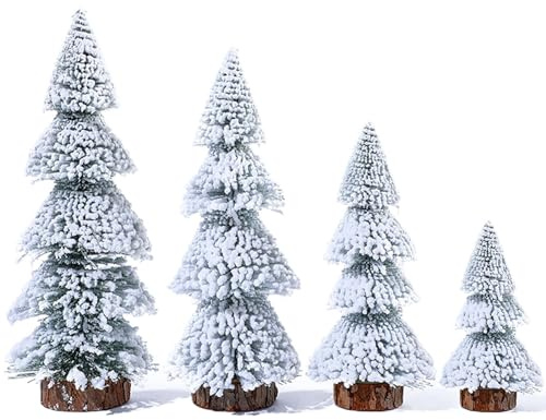 Qixuer 4 Stück Mini Weihnachtsbaum, Kleiner Weihnachtsbaum Künstlich Weihnachtsbaum Weiß Turmförmiger Weihnachtsbaum Klein Geschmückt Dekoration für Weihnachten Deko