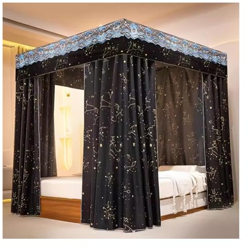 VesFy Betthimmel Four Seasons Betthimmel, Einzelbett, Doppelbett, Dekorative Bettvorhänge Für Schlafzimmer Für Erwachsene, Mit Montagehalterung, 5 Größen (Color : Single Layer, Size : 200x220x200cm)