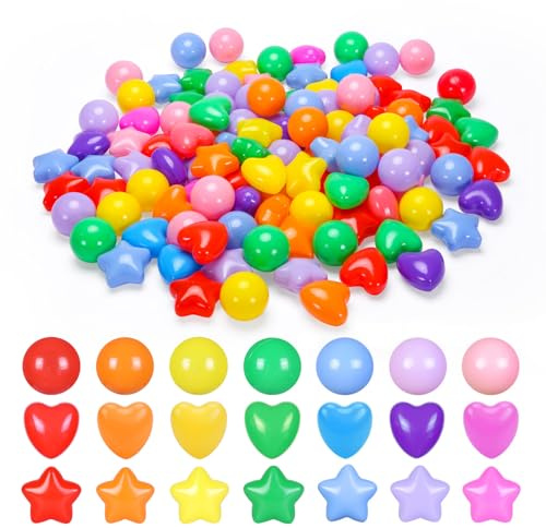 Heopeis Ball Pit Balls Pack of 100 - Phthalate Free BPA Free Crush Proof Plastic Ball, Play Balls for Ball Pit Pool Playpen Babies Kids Children Birthday Parties Pool Tent Party