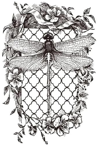 FOSANGPUSHI Vintage-Stempel zum Basteln, 11 x 16 cm, Libelle, transparent, transparent, Silikonstempel für Fotoalbum, Dekoration