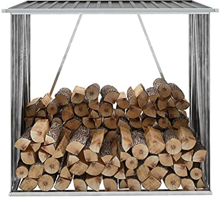 Chaduof Brennholzlager, Kaminholzregal Aussen, Holzstapelhilfe, Carport, Sichtschutz Garten, Kaminholzregale, Verzinkter Stahl 163 x 83 x 154 cm Anthrazit