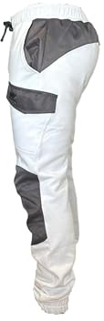 Men's Multi-Pocket Work Trousers with Reinforced Bands – Clothing Painters – Work Jogging – Professional Use, white, S
