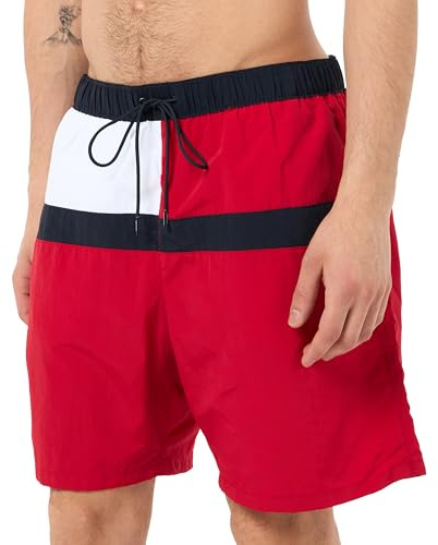 Tommy Hilfiger Herren Badeshorts Long Drawstring mit Tunnelzug, Rot (Primary Red), L