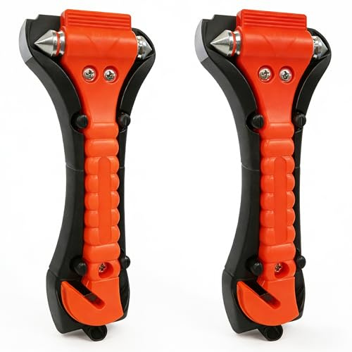BFXM Car Window Breaker Hammer and Seat Belt Cutter 2-in-1, 2 Packs
