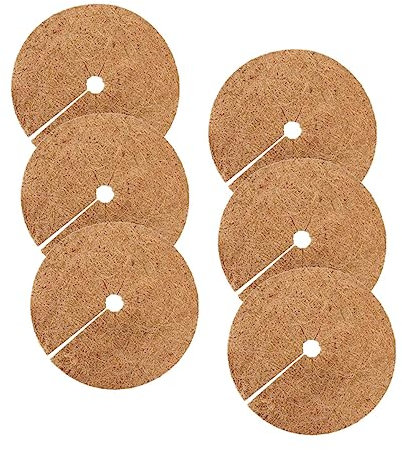 Happyyami 6stücke Runde Kokosfasermatten Natürliche Coir Mulchscheiben Mit Mittigem Feine Kokosfasern Pflanzen Winterschutzmatten Zur Feuchtigkeitsbewahrung Und Unkrautschutz Im Garten