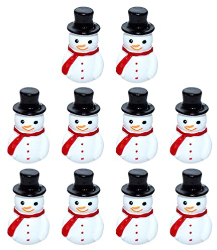 MAGICLULU 10 Uds Mini Figuras De Muñeco De Nieve Figuras De Muñeco De Nieve De Resina De e En Miniatura De Navidad con Sombrero En Miniatura De Navidad Microadorno
