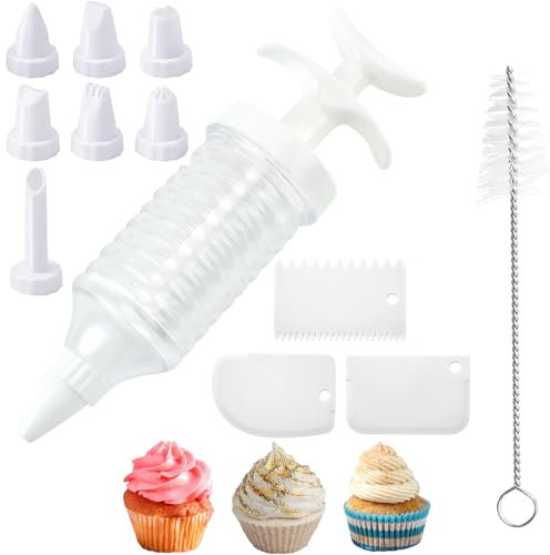 Icing Piping Kit, Piping Set Cake, Cake Piping Kit, Baking Supplies Frosting Tools with 8 Pieces Icing Nozzles, Cake Decorating Kit, Cake Decorating Tool for Gift Baking Lover, Piping Nozzle Decorator