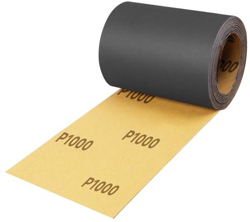 Shineboc Rouleau de Papier Abrasif Grain 1000, 93 mm x 10 m papier de verre amélioré en carbure de silicium, Ponçage Humide Rouleau Abrasif pour Métal Bois,pour Ponceuses Vibrantes et Manuelles