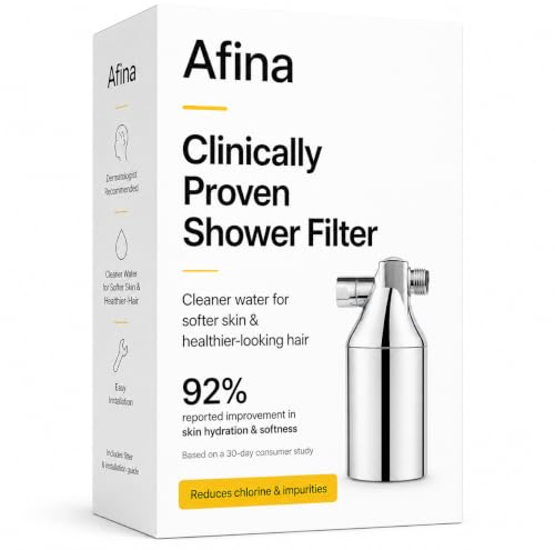 Afina Filtro de ducha – Filtración de alta presión para un cabello y piel más saludables, reduce la caída del cabello, seca la picazón en la piel, caspa, eccema, protege el cabello teñido, fácil de