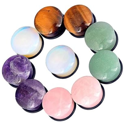 Mesnt Dehnstäbe Tunnel Set Ohr Expander Plug6mm, 10PCS Stein Ohr Tunnel Plug Piercing Schmuck, Bunt