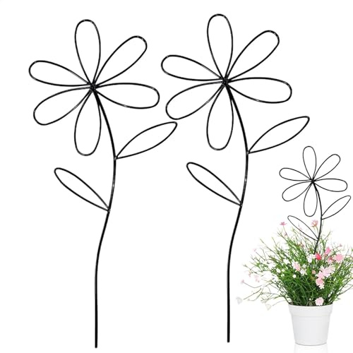 Qkbuza Inomhusklättring växtspaljé, växtklättrare stöd | Uppsättning av 2 blomformade krukväxter klimerställ, trädgårdsstödinsats för vinstockar