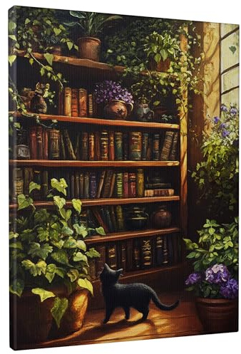 Cozy Green Houseplants Canvas Wall Art, Lush Green Botanical Prints, Rustic Style Home Decor For Living Room, Bedroom, Office, Unframed 12x16 Inch