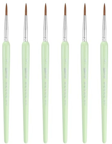 QUARKZMAN 6 Stück Detailpinsel 14mm Spitz Nylon Haar Miniaturmalpinsel für Aquarell Öl Acrylmalerei (3#), Grün