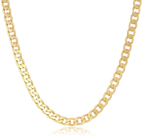 Bling King London – Gold Cuban Curb Link Chain, 6mm Thick, 24-Inch Long