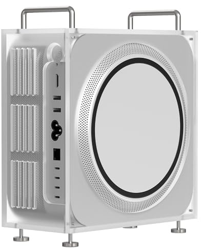 GEEKRIA Chassis Stand, Compatible with Apple Mac Studio for M1/M2/M4 Max, M1/M2/M3 Ultra. Acrylic Computer Case Holder, Mount, Desktop Accessories, Optimized Heat Dissipation (Frosted)