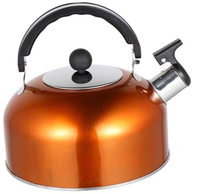 FUNNETOYU Tetera Silbante De Acero Inoxidable 1,8 l Antigoteo Asa Ergonómica Para Cocina Inducción y Gas Hogar Oficina Color Naranja
