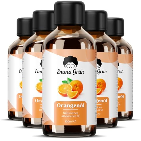 Emma Grün® Orangenöl Ätherisches Öl 5x 100ml [100% NATURREIN] - Duftöl Orange für Raumduft, Aroma Diffuser, Duftlampe - Massageöl, Duftöle Kerzenherstellung & Seife - Ätherisches Orangenöl