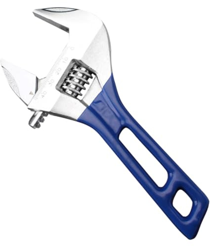HONITANO Llave Inglesa Alta Resistencia de Boca Ancha Ajustable y Mango Corto Fácil Instalación de Acero Azul para Mantenimiento en Lavabos y Tuercas