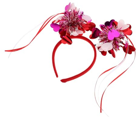 FRCOLOR Valentines Day Paljett Hjärtformad Hårbåge Elegant Röd Sequin Håraccessoar för Bröllop Fest och Vardagligt Bruk Unik Partydekoration och Foto Rekvisita