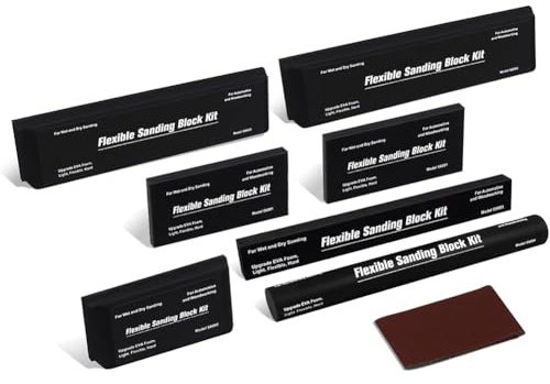 Aurelicxy 7 PCS Sanding Block Kit Flexible Eva Foam Wet or Dry Sanding Block Kit Sanding Sponge Blocks