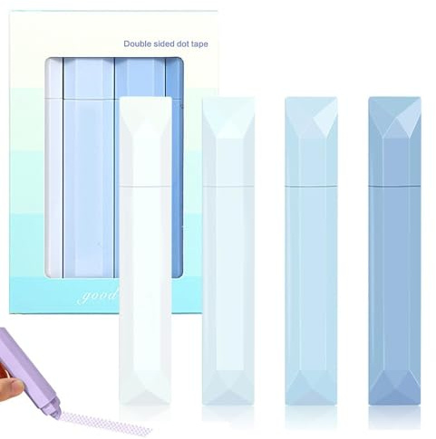 4 Stück Kleberoller Doppelseitiges Klebeband Stifte, Fotokleber Doppelseitig Selbstklebend Roller für Fotoalbum Zum Selbstgestalten Journaling, Basteln Scrapbook, Fotoalbum, Klebemaus Kit (Blau)
