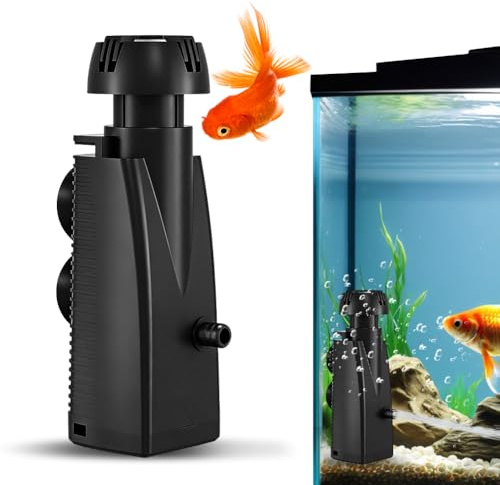 Kayuneed Aquarium Skimmer, 160 L/H 3W Oberflächenskimmer mit Bio-Schwamm & Saugnäpfen, Ölfilm-Entferner für Aquarien bis 200 L, Aquarium Filter Skimmer und Oberflächenabsauger für Fischbecken