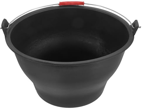 COHEALI Small Cement Bucket with Handle, Thickened Construction Site Water Bucket, Sturdy Black Rubber Muck Tub for Building and Garden Use, Compact 17.5cm High Cleaning and Mixing