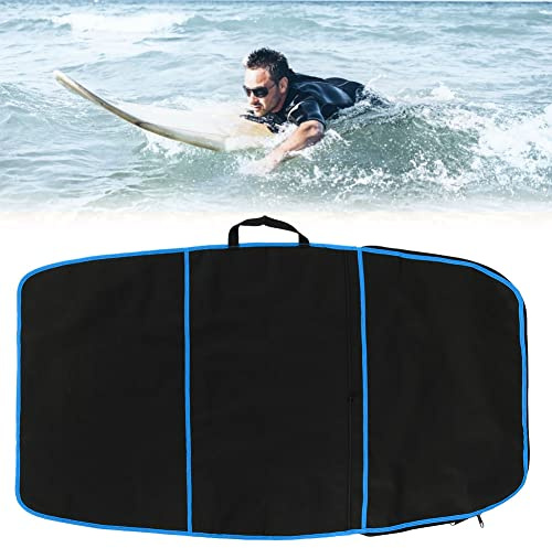 RASTKY Hochwertige Surfbrett-Bodyboard-Tasche aus Polyester mit Gelben Streifen, Doppelreißverschluss-Design für Einfache Aufbewahrung für Surfer, 48,4 * 28,1 Zoll (schwarzer Stoff, Blaue Streifen)
