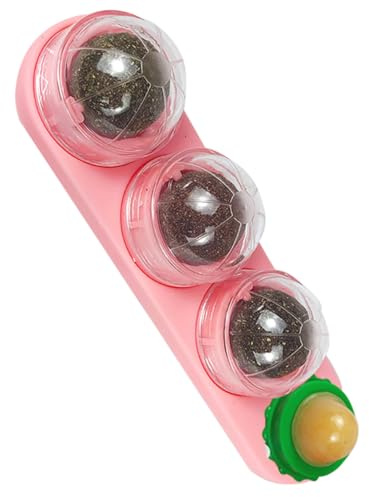 KAILIKETIY Natürlicher Zahngesundheit Katzen Kauspielzeug für 4 in 1 Katzenminzeball mit Rosa Farbe zum Schutz der und Verhinderung von Möbelkratzern für Kätzchen