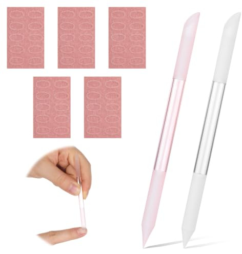2 stycken glasfilar för naglar med 50 matt blad nagelbandsborttagare verktyg glasnagelfil professionell manikyrpinne precisionsfilar kvinnor nagelbandstrimmer rund dubbelsidig
