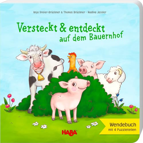 Versteckt und entdeckt auf dem Bauernhof: Wendebuch mit 4 Puzzleteilen