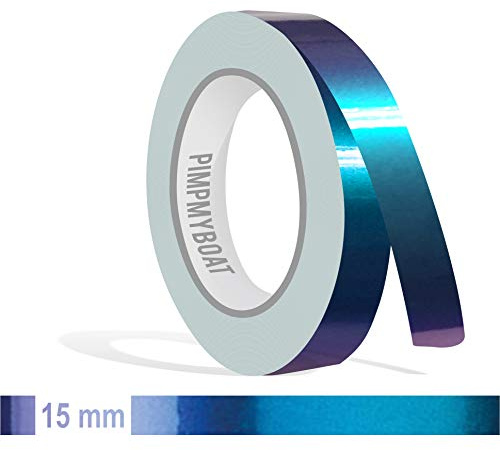 siviwonder Zierstreifen selbstklebend Folie Premium Shift Effect Farbwechsel Marine Violett Glanz 15 mm x 10 m Rolle Dekorband Auto Motorrad Boot Fahrrad Wohnwagen Helm Pinstripe Klebeband Linien