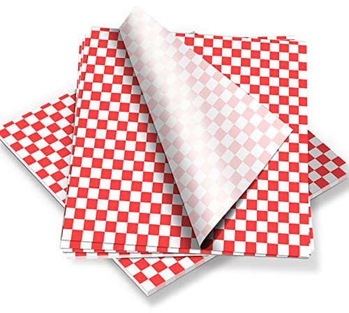 HAPPY FINDING 100 Blätter Deli Papierblätter Fettdichte Papierbögen,Lebensmittel-Ggrade-Wickelpapier,Korbeinlagen öldicht Backpapier Kreise für Burger Sandwich Kuchen 28 * 26cm