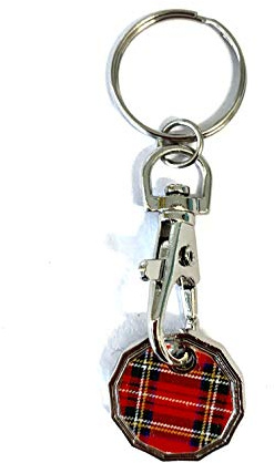 UK Phoenix Shopping Trolley Token 12 Sided New £1 Coin Key Ring Shape Locker Shop Market Supermarket Pound Coin Keychain Hook Reusable Handy Pound Token Gym Locker Troley (Tartan)