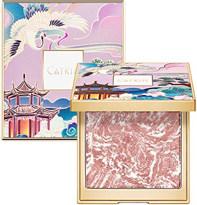 CATKIN Makeup Blush Polvere, Astra, 2-in-1 Illuminante viso in Polvere con Fard, Formula Leggero e Idratante, con Acido Laluronico, Shimmering, Effetto Naturale, Per un Look Fresco e Colorato, 10g