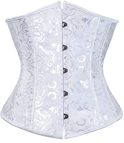 WLFFW Classic Underbust Waist Cincher Boned Corset Bustier(UK(20-22) 5XL, White)
