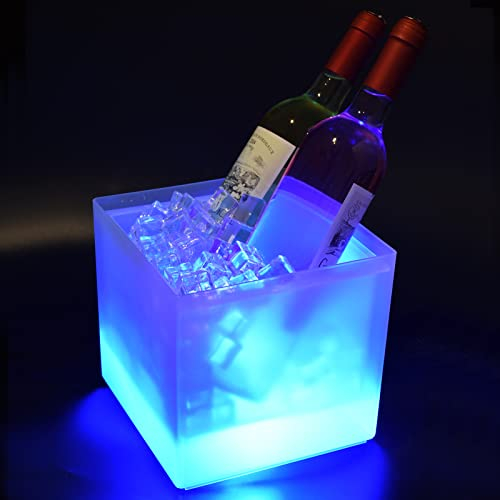 Secchiello per il ghiaccio da 3,5 l per bottiglie, colorato, con LED con cambio di colore automatico, per feste, casa, bar, locali, ristorante, pub, vino, bevande, succhi, birra