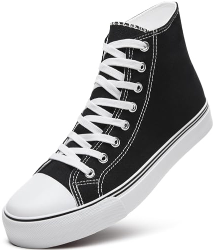 ZGR Zapatillas de Deporte de Lona Cordones para Hombre, Negro, 46 EU