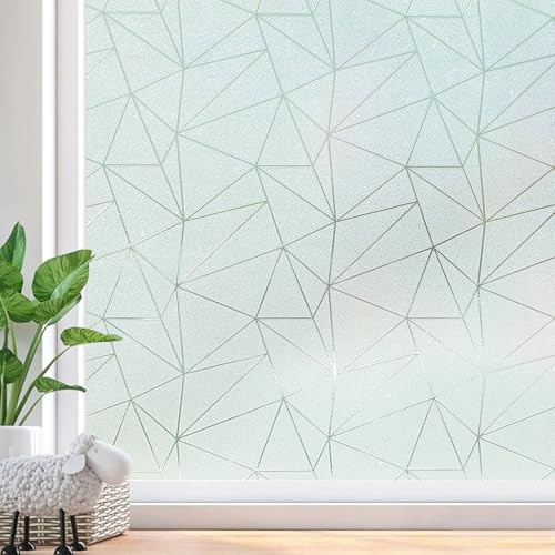 Beautysaid Film d'intimité pour fenêtre en Verre dépoli avec Motif Triangulaire, Anti-UV, Statique, sans Colle, pour Maison, Salle de Bain, Chambre à Coucher, Bureau, 44,5 x 300 cm