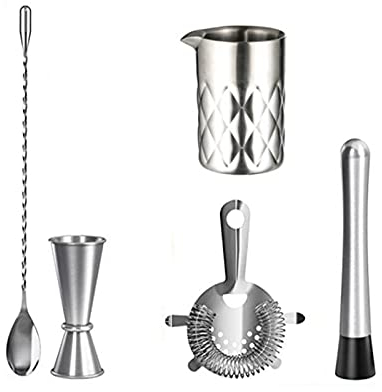 Cocktail Shaker Cocktail Shaker Set Bartender Mojito Kit Kit-inossidabile Strumenti per barra in acciaio inox con vetro di miscelazione, jigger, cucchiaio da bar, middler, colino cocktail shaker Barte