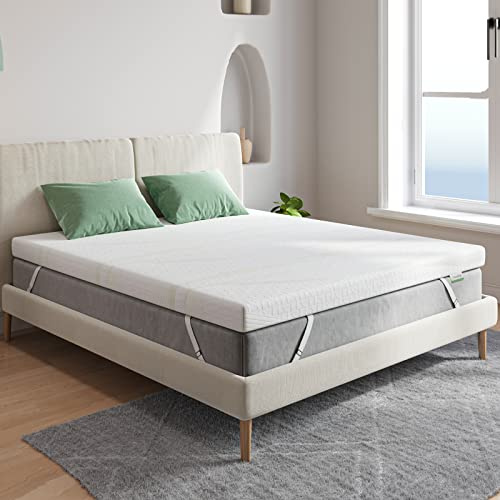 Novilla Topper Viscoelástico 90x200 5 cm, Cubrecolchón de Gel, Sobrecolchón de Espuma con Memoria, Funda de Colchón Transpirable, Extraíble y Lavable, Blanco
