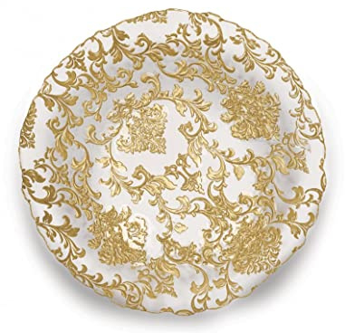Brandani 51022 Centrotavola Damasco Gold Vetro, d 40 cm, Colore Oro