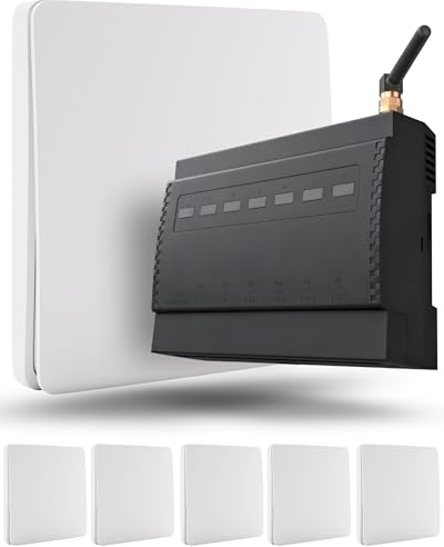 Hochwertiger Funkschalter 230V 6-Kanal Profi Set Batterielos | Funk Lichtschalter Hutschiene DIN-Rail | WLAN Schalter Verteilerkasten | Alexa & Google Home