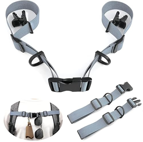 Ikerall 2 st justerbara ryggsäckar sternum-remmar bröstbälte hårdhetsrem med halkfria fasta klämmor och snabbspännen för camping vandring jogging (2-pack/grå)