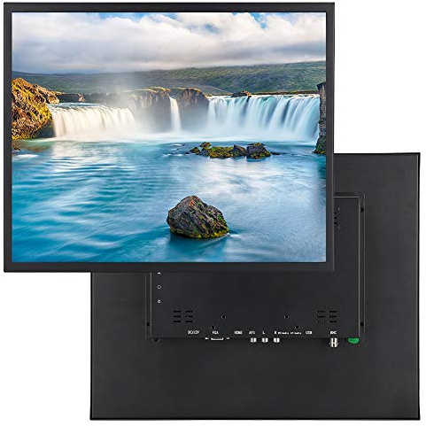 Monitor TFT, Monitor TFT da 19 Pollici 1280x1024 HD Monitor da Industria Metallurgica Integrato con Ingresso VGA HDMI AV, Schermo Ultra Grande 4:3, per Telecamere a Circuito Chiuso, ATM, Display(EU)