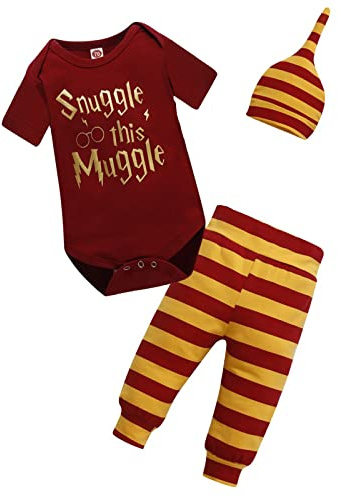 OTKARXUS Baby Boy Clothes,Infant Short Sleeve Romper + Hat + Striped Pants 3PCS Outfits Sets,Short Sleeve Suit for Unisex Boys Girls