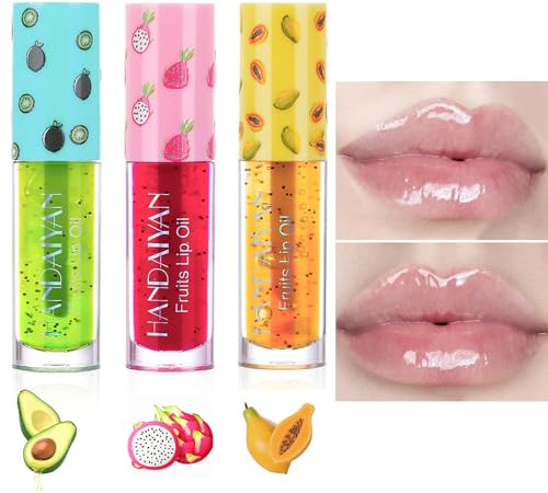 Lip Gloss, 3 Pcs Fruity lip oil gloss à lèvres, gloss à lèvres hydratant, gloss à lèvres brillant et sexy, Huile hydratante longue durée pour les lèvres, pour des lèvres plus lisses