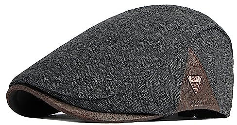 Bigoco Schiebermütze Herren Schirmmützen Baskenmütze Newsboy Beret Hut,Flatmütze Baumwolle 1920 Stil Einstellbare Cabbie Gatsby Barett Cap
