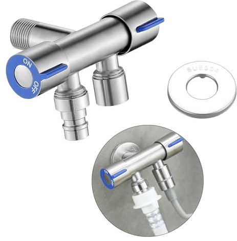 HONPHIER Valvola ad Angolo da G1/2 Valvola Angolare Valvola ad Angolo Doppio Rubinetto Lavatrice Per Bagno, WC, Lavabo, Cucina (Maschio)